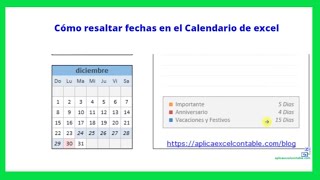 Como resaltar fechas en el calendario de excel [upl. by Llebiram817]