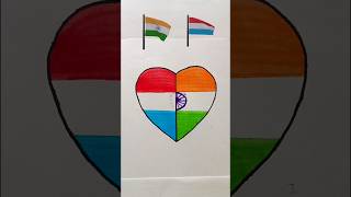 Indian Flag ❤️ Luxembourg Flag  Love Draw shorts drawing indianflag youtubeshorts [upl. by Ferde]