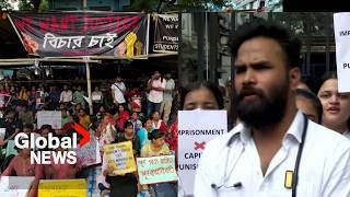 India protests Doctors nurses demand justice for rape and killing of trainee medic [upl. by Hollinger]