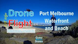 Port Melbourne Beach and Waterfront by Drone 27K 60fps [upl. by Burnaby191]