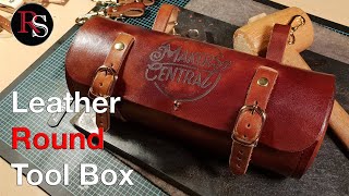 Leather Round Tool Bag  Bicycle Bag  Leatherworking [upl. by Adiol]