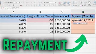 How to Find the Monthly Payment of a Loan using Excel [upl. by Nodababus329]