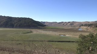 Twitchell Reservoir now fully drained water no longer running in Santa Maria River [upl. by Thornie]