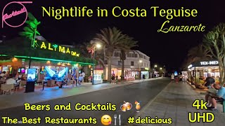 Lanzarote  Costa teguise Night time Walk Around The Shops bars In And Around The Square 👌🍹💃 [upl. by Aihsemot490]