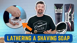 How to Lather A Shaving Soap Cream Croap and Shave Puck [upl. by Zed]