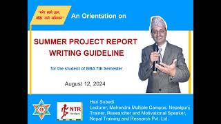 TU BBA Summer Project Report Writing Guideline [upl. by Kolk]