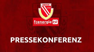 Pressekonferenz nach der Drittligapartie FC Energie Cottbus vs SpVgg Unterhaching [upl. by Ydnew779]