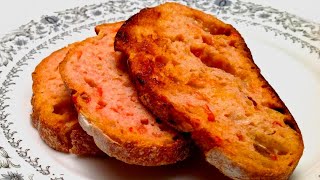 SpanishStyle toasted Bread With Tomato and Garlic Pan Con Tomate [upl. by Athal637]