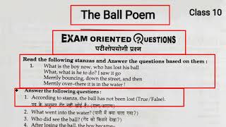 The Ball Poem Comprehension  The Ball Poem Questions Comprehension  Class 10  Questions Answers [upl. by Other]