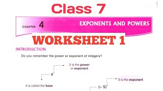 DAV Math  Class 7  Chapter4  Exponents and Powers  Worksheet 1  By Art Of Mathematica [upl. by Aridnere]