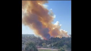 View of College Area fire atop San Diego State rooftop [upl. by Gabbie450]