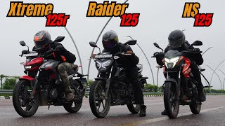 2024 Xtreme 125r vs NS125 vs Raider 125 Drag Race [upl. by Zolnay]