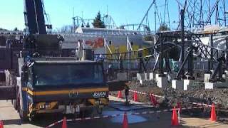 FujiQ Highland under construction Jan 2011 高飛車 [upl. by Nnagem535]