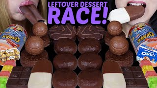 ASMR LEFTOVER DESSERT RACE OREO SNOWBALL CHOCOLATE MOCHI ICE CREAM RAINBOW JELLY STICKS PIES 먹방 [upl. by Suolevram]