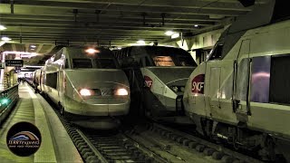 Paris trains  Les TGV de ParisMontparnasse Bonne Année 2018 [upl. by Lenra]