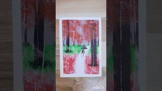 raining scenery watercolor painting shorts satisfying [upl. by Ainer]