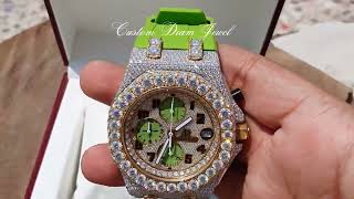 VVS Moissanite Custom Made Watch  Quality Iced Out Hip Hop Watch [upl. by Zetroc734]