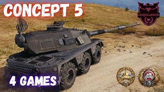 Concept 5 🇬🇧  ⚠️SHOWCASE⚠️ 4 battles  World of Tanks [upl. by Smiley632]