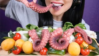 OCTOPUS  SEAFOOD SAUCE ASMR EATING SOUNDS LIGHT WHISPES  SASASMR [upl. by Chessa109]