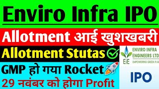 Enviro Infra IPO Allotment Stutas खुशखबरी  Enviro Infra IPO GMP  Enviro Infra Ltd IPO Latest news [upl. by Ylicic]