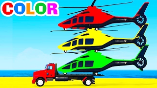 FUN HELICOPTER on Truck amp Cars Spiderman Cartoon for Children amp Colors for Kids w Nursery Rhymes [upl. by Bang988]