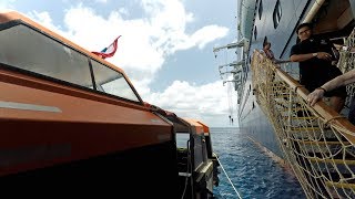 Inside a Cruise Ship Lifeboat Tender to Georgetown Grand Cayman amp Back 4K [upl. by Yerhcaz427]