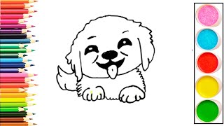 How to draw dog kids drawing painting for kids drawing tutorial magic fingers drawing cute draw [upl. by Ynaittirb404]