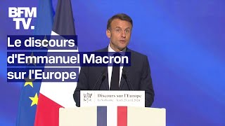 quotFaire de lEurope un leader mondialquot le discours dEmmanuel Macron à la Sorbonne [upl. by Ahsilek]