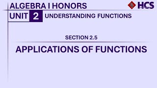 Algebra I Honors  Section 25 Applications of Functions [upl. by Akemeuwkuhc]