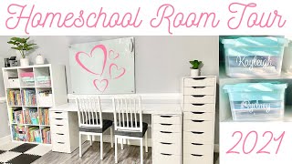 HOMESCHOOL ROOM TOUR 2021  2022  Home School Room Set Up  IKEA Kallax amp Alex Drawer Organization [upl. by Rovert]