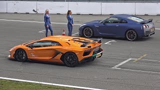 Lamborghini Aventador SVJ vs Nissan GTR R35 [upl. by Gehlbach]