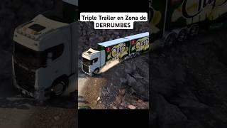 Triple Trailer en Zona de Derrumbes truck simulator trailer american camion [upl. by Sholley]