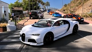 The Hypercars Invasion in Marbella is insane 2X Chiron Super Sport Sian Roadster Monza SP2 [upl. by Staffan]