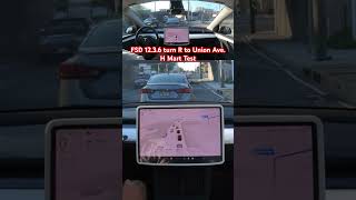 FSD 1236 turn R to Union Ave H Mart Test teslafsd fsdbeta fsd [upl. by Radek]