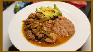 Carne de puerco con nopales pork meat with cactus [upl. by Issor325]