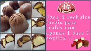 Faça quatro RECHEIOS FÁCEIS para trufas com apenas uma base  Confira [upl. by Alyakam]