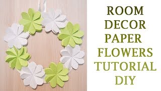 Room Decor Idea Paper Flowers Wreath Home Crafts Tutorial DIY [upl. by Abbotson775]