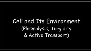 Cell and Its Environment  Plasmolysis Turgidity and Active Transport [upl. by Esirahc663]