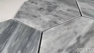 Marble Online  Bardiglio Gray Marble 5 inch Hexagon Mosaic Tile Honed [upl. by Linnell]