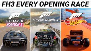 Forza Horizon 3 All Intros Every Initial Drive amp Opening Race in FH3 Blizzard Mountain Hot Wheels [upl. by Monty]