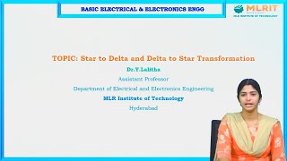 LEC11 BEEE Star to Delta and Delta to Star Transformations by Dr Y Lalitha [upl. by Nnyltiak]