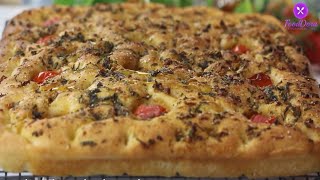 Focaccia Bread Recipe with Cherry Tomatoes and Aromatic HerbsHow to make Easy Focaccia Bread [upl. by Reggis]