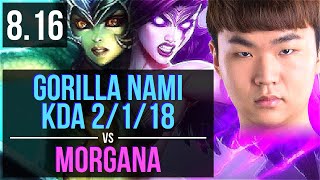 KZ GorillA  NAMI vs MORGANA SUPPORT  KDA 2118  Korea Challenger  Patch 816 [upl. by Kcirddehs]