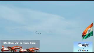 Air show by the Great IAF Chennai using Aircrafts  BAE Hawk Mk132Surya Kiran amp Dassault Rafale [upl. by Rashida]