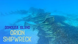 Diving to the Orion shipwreck Donousa Greece [upl. by Danell]