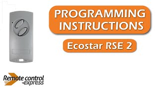 Programming my remote Ecostar RSE 2 [upl. by Natala845]