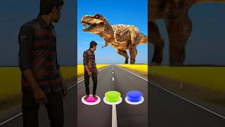 Pink yellow amp blue Button to dinosaur wolf amp gorilla funny magic video shorts [upl. by Ayanahs]