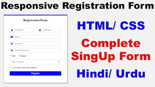 How to Create a Responsive Registration Form Using HTML amp CSS  SignUp form using HTML amp CSS [upl. by Evers]