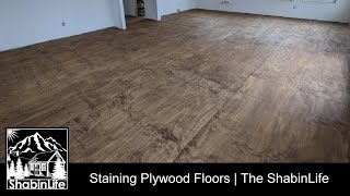 Staining Plywood Floors  Self Built Off Grid Mountain House  ShabinLife [upl. by Rihana]