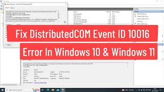 Fix DistributedCOM Event ID 10016 Error in Windows 10 amp Windows 11 [upl. by Akima]